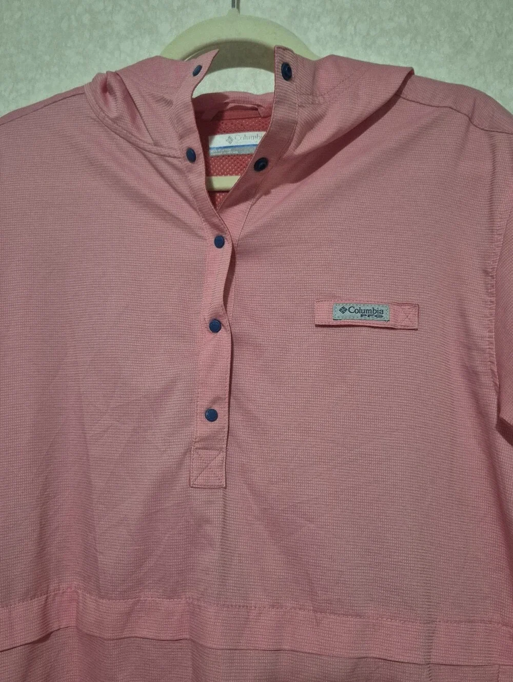 Columbia Pink Hooded Pullover PFG Anorak Windbreaker..Size:M